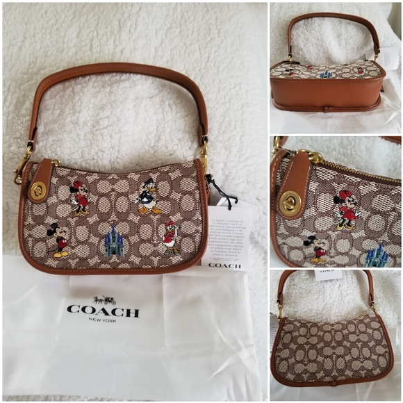 🎀NWT Authentic Disney X Coach Swinger Signature Textile Jacquard Mickey Mouse💖 - Picture 2 of 16